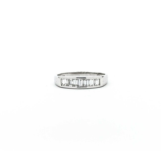 Ring Channel Set .50ctw Baguette Diamonds 900pt 4mm sz6.5 3.22g 125030054