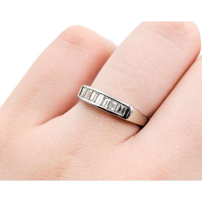 Ring Channel Set .50ctw Baguette Diamonds 900pt 4mm sz6.5 3.22g 125030054