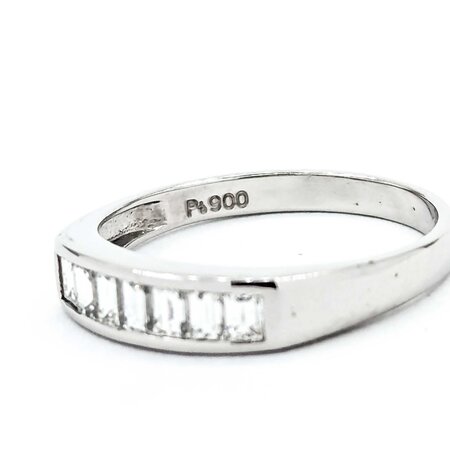 Ring Channel Set .50ctw Baguette Diamonds 900pt 4mm sz6.5 3.22g 125030054