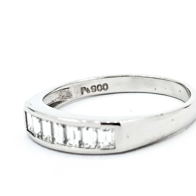 Ring Channel Set .50ctw Baguette Diamonds 900pt 4mm sz6.5 3.22g 125030054