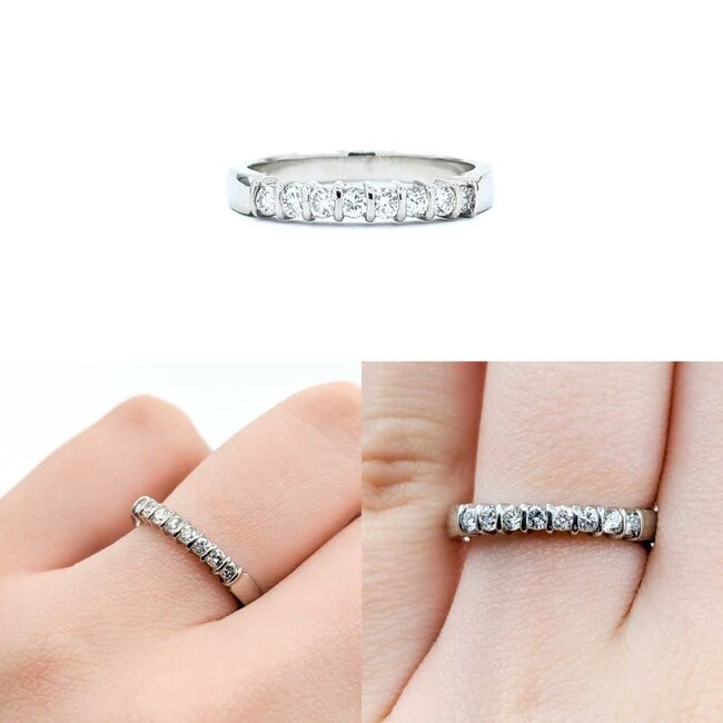 Ring Half Bezel 0.33ctw Round Diamonds 900pt 3mm sz5.75 3.96g 125030055