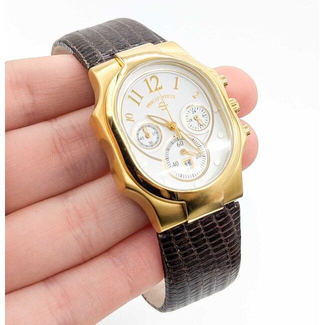 Watch Philip Stein Gold Tone 32mm Stainless Leather Strap Box and Papers 225016607