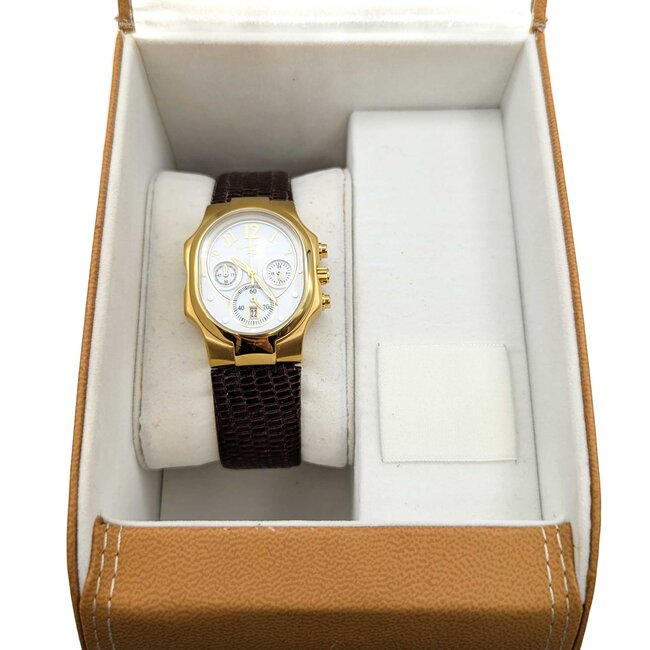 Watch Philip Stein Gold Tone 32mm Stainless Leather Strap Box and Papers 225016607
