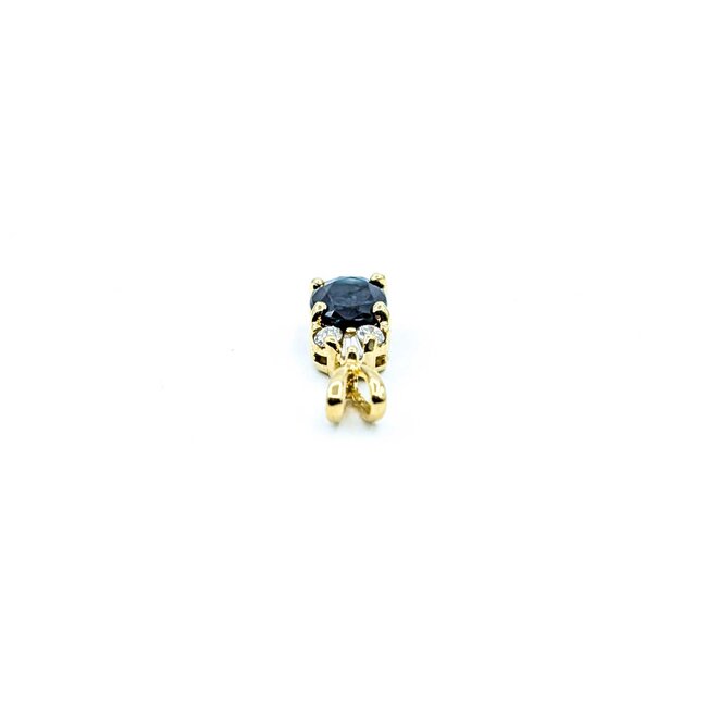 Pendant Drop .12ctw Round & Baguette Diamonds 1.1ct Blue/Green Sapphire 14ky .55x.2 .74g 225030125