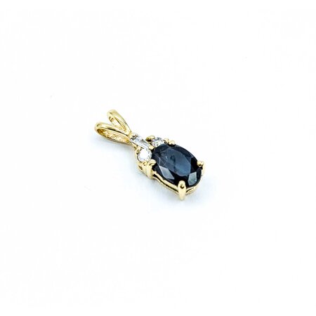 Pendant Drop .12ctw Round & Baguette Diamonds 1.1ct Blue/Green Sapphire 14ky .55x.2 .74g 225030125