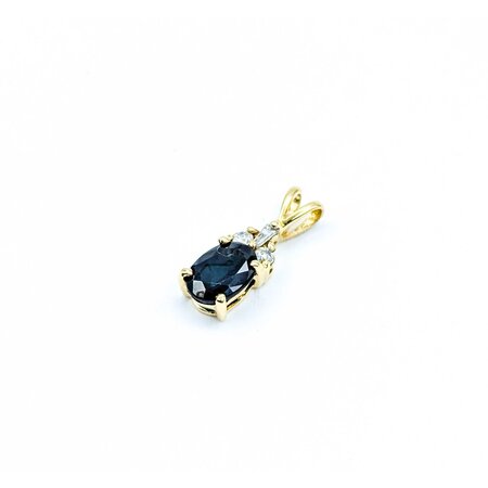 Pendant Drop .12ctw Round & Baguette Diamonds 1.1ct Blue/Green Sapphire 14ky .55x.2 .74g 225030125
