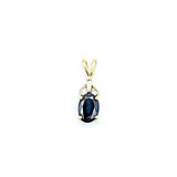  Pendant Drop .12ctw Round & Baguette Diamonds 1.1ct Blue/Green Sapphire 14ky .55x.2 .74g 225030125