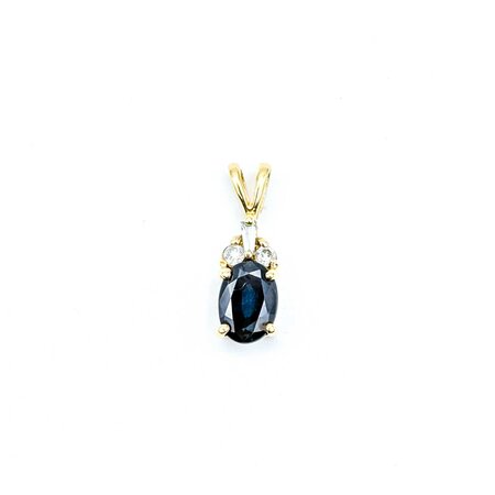 Pendant Drop .12ctw Round & Baguette Diamonds 1.1ct Blue/Green Sapphire 14ky .55x.2 .74g 225030125