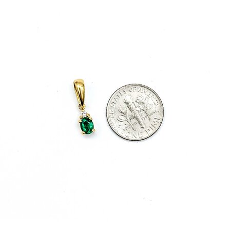 Emerald Pendant .02ct Round Diamond .30ct Emerald 18ky 1.27g 225030112