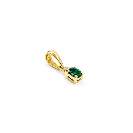 Emerald Pendant .02ct Round Diamond .30ct Emerald 18ky 1.27g 225030112