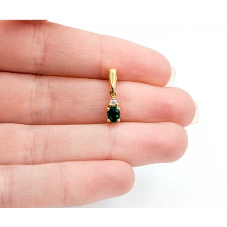 Emerald Pendant .02ct Round Diamond .30ct Emerald 18ky 1.27g 225030112