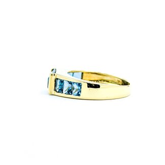 Ring 3.5ctw London Blue Topaz 18ky 6mm Sz7.5 5.2g 125040029