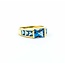 Ring 3.5ctw London Blue Topaz 18ky 6mm Sz7.5 5.2g 125040029