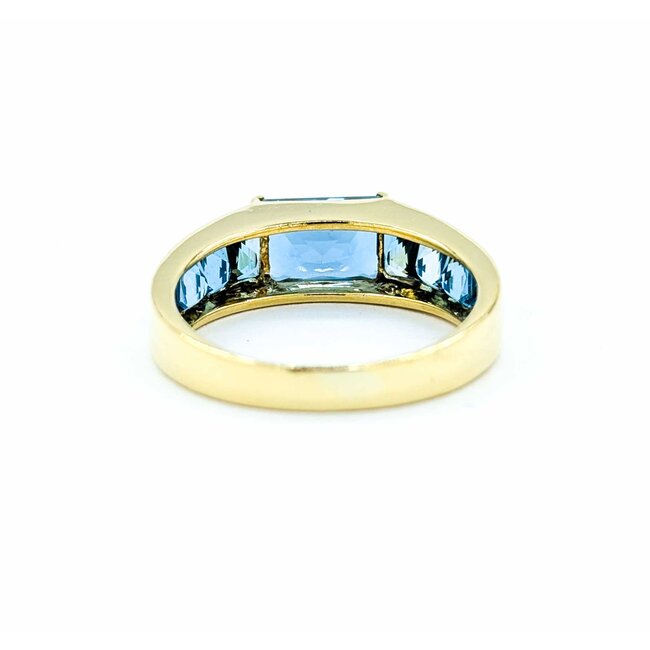 Ring 3.5ctw London Blue Topaz 18ky 6mm Sz7.5 5.2g 125040029