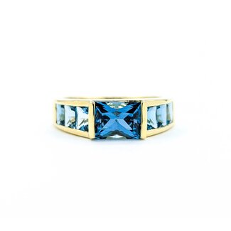 Ring 3.5ctw London Blue Topaz 18ky 6mm Sz7.5 5.2g 125040029