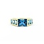 Ring 3.5ctw London Blue Topaz 18ky 6mm Sz7.5 5.2g 125040029