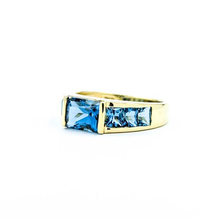 Ring 3.5ctw London Blue Topaz 18ky 6mm Sz7.5 5.2g 125040029