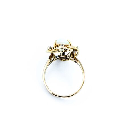 Ring Freeform .09ctw Round Diamonds 2ct Opal 14ky 18x16mm sz6.5 4.82g 225040048