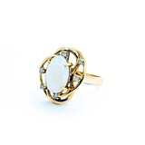  Ring Freeform .09ctw Round Diamonds 2ct Opal 14ky 18x16mm sz6.5 4.82g 225040048