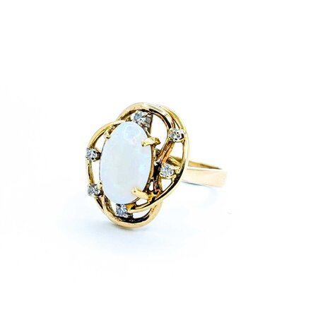 Ring Freeform .09ctw Round Diamonds 2ct Opal 14ky 18x16mm sz6.5 4.82g 225040048
