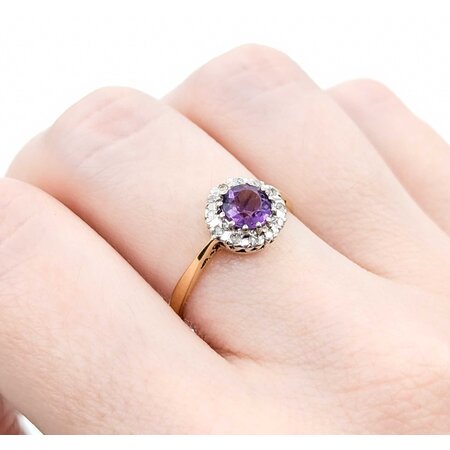 Ring .10ctw Round Diamonds .60ct Purple Amethyst 9ky 7.5 2g 125040026