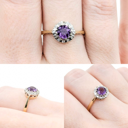 Ring .10ctw Round Diamonds .60ct Purple Amethyst 9ky 7.5 2g 125040026