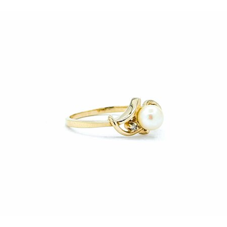 Ring .02ctw Round Diamonds 5mm Pearl 14ky Sz5.5 2.1g 125040030