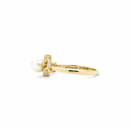 Ring .02ctw Round Diamonds 5mm Pearl 14ky Sz5.5 2.1g 125040030
