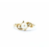  Ring .02ctw Round Diamonds 5mm Pearl 14ky Sz5.5 2.1g 125040030