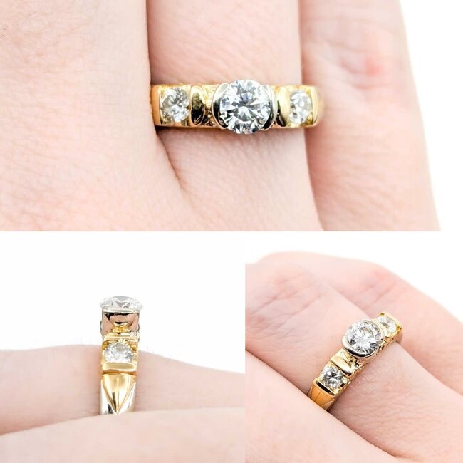 Ring Half Bezel .75ctw Round Diamonds 14ktt 4.15mm Sz6.5 4.49g 225040046