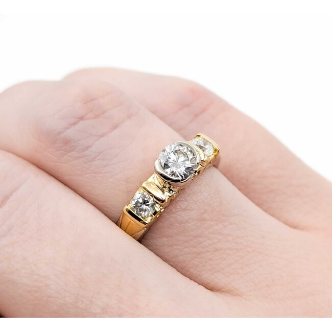 Ring Half Bezel .75ctw Round Diamonds 14ktt 4.15mm Sz6.5 4.49g 225040046