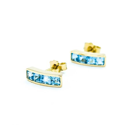 Earrings 1.2ctw Swiss Blue Topaz 18ky 12.8x4.1mm 2.4g 125040028