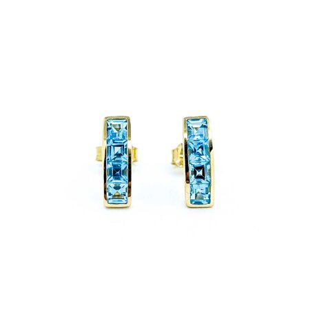 Earrings 1.2ctw Swiss Blue Topaz 18ky 12.8x4.1mm 2.4g 125040028