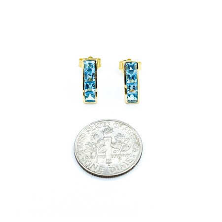 Earrings 1.2ctw Swiss Blue Topaz 18ky 12.8x4.1mm 2.4g 125040028