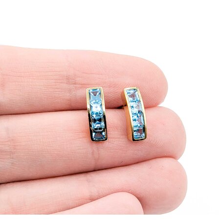 Earrings 1.2ctw Swiss Blue Topaz 18ky 12.8x4.1mm 2.4g 125040028