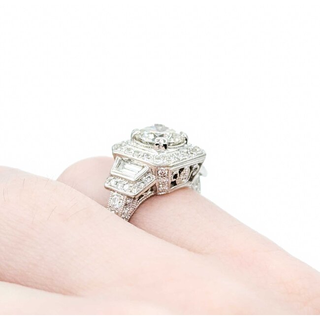 Ring Engagement Vintage Style S. Kashi 1.00ct Round Diamond 1.00ctw Diamonds 14kw sz4 225010306