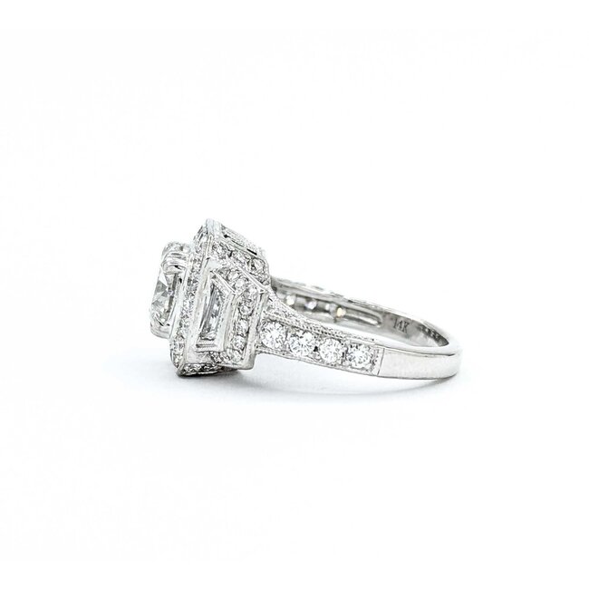 Ring Engagement Vintage Style S. Kashi 1.00ct Round Diamond 1.00ctw Diamonds 14kw sz4 225010306