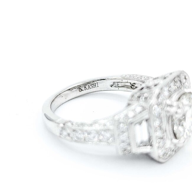 Ring Engagement Vintage Style S. Kashi 1.00ct Round Diamond 1.00ctw Diamonds 14kw sz4 225010306