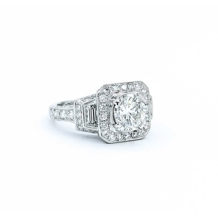 Ring Engagement Vintage Style S. Kashi 1.00ct Round Diamond 1.00ctw Diamonds 14kw sz4 225010306