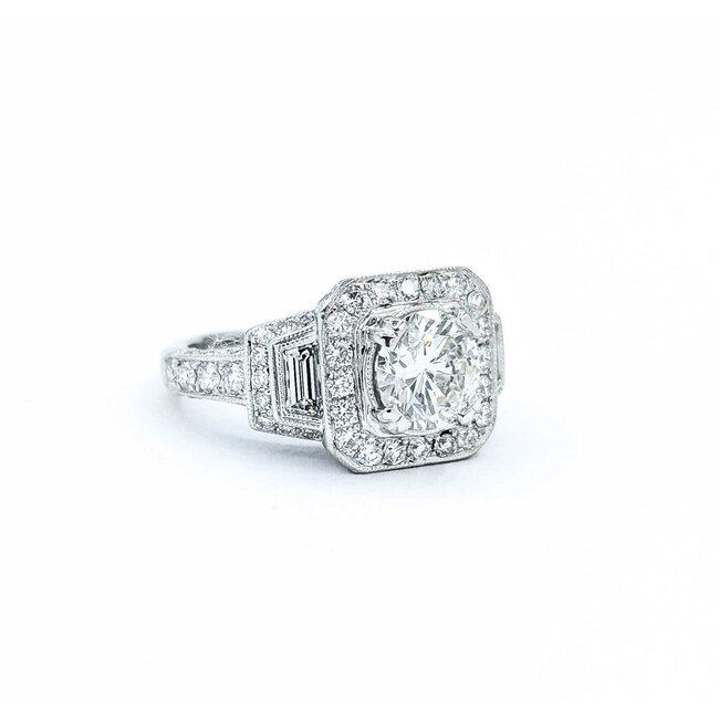 Ring Engagement Vintage Style S. Kashi 1.00ct Round Diamond 1.00ctw Diamonds 14kw sz4 225010306