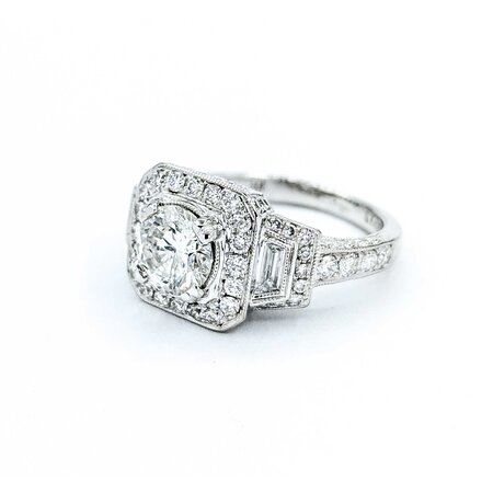 Ring Engagement Vintage Style S. Kashi 1.00ct Round Diamond 1.00ctw Diamonds 14kw sz4 225010306