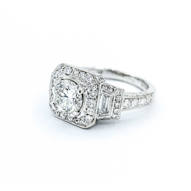 Ring Engagement Vintage Style S. Kashi 1.00ct Round Diamond 1.00ctw Diamonds 14kw sz4 225010306