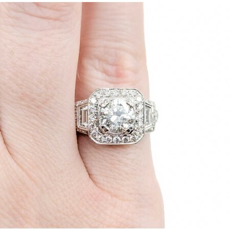 Ring Engagement Vintage Style S. Kashi 1.00ct Round Diamond 1.00ctw Diamonds 14kw sz4 225010306