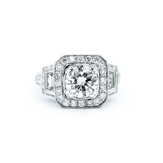 Ring Engagement Vintage Style S. Kashi 1.00ct Round Diamond 1.00ctw Diamonds 14kw sz4 225010306
