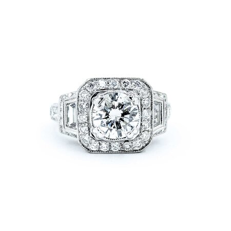 Ring Engagement Vintage Style S. Kashi 1.00ct Round Diamond 1.00ctw Diamonds 14kw sz4 225010306