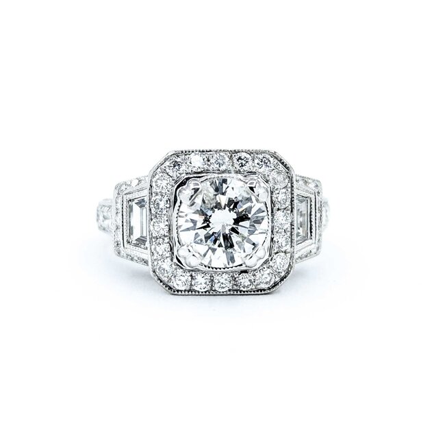 Ring Engagement Vintage Style S. Kashi 1.00ct Round Diamond 1.00ctw Diamonds 14kw sz4 225010306