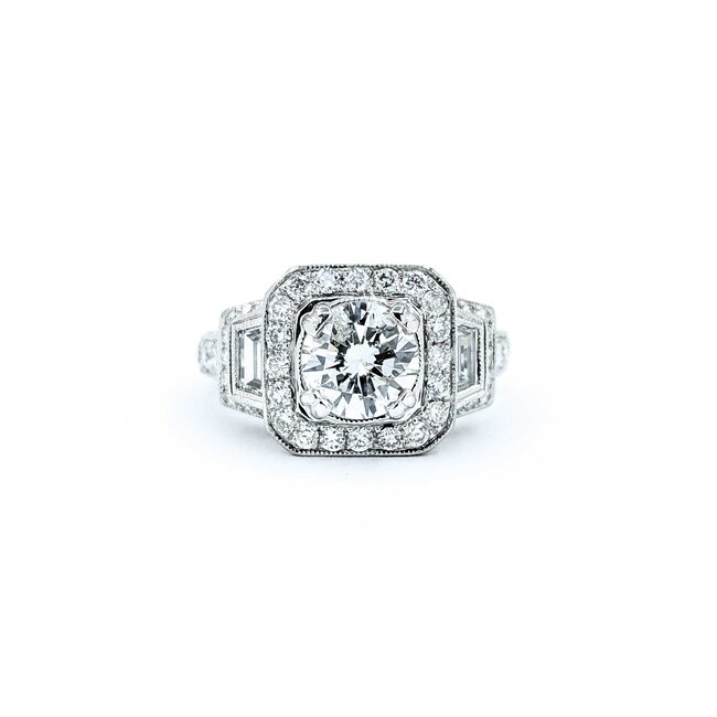 Ring Engagement Vintage Style S. Kashi 1.00ct Round Diamond 1.00ctw Diamonds 14kw sz4 225010306