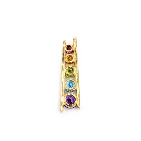 Pendant Ladder Multi Gemstone 14ky 26x6.5mm 2.05g 225040040