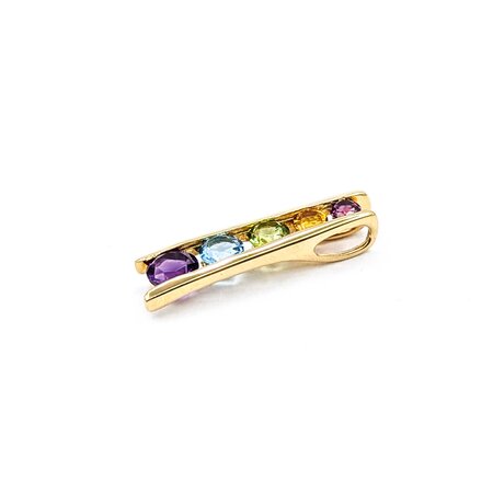 Pendant Ladder Multi Gemstone 14ky 26x6.5mm 2.05g 225040040