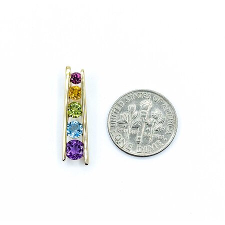 Pendant Ladder Multi Gemstone 14ky 26x6.5mm 2.05g 225040040